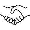 Illustration of a handshake, symbolizing agreement or partnership.