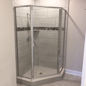 semi-frameless neo-angle shower enclosure | H2 Custom Shower Doors